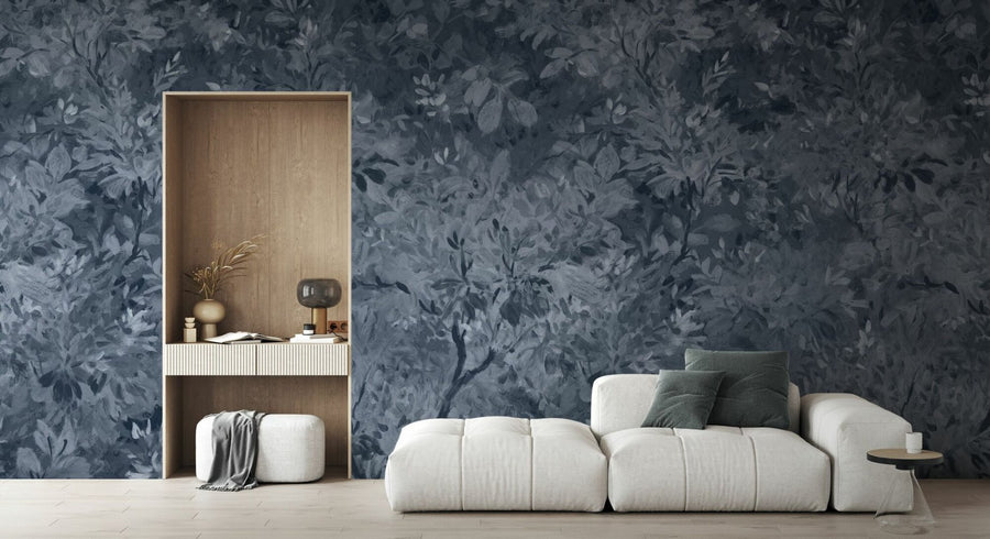 PHOTOWALL / Aesthetic Mural Leaves - Blue (e95364)