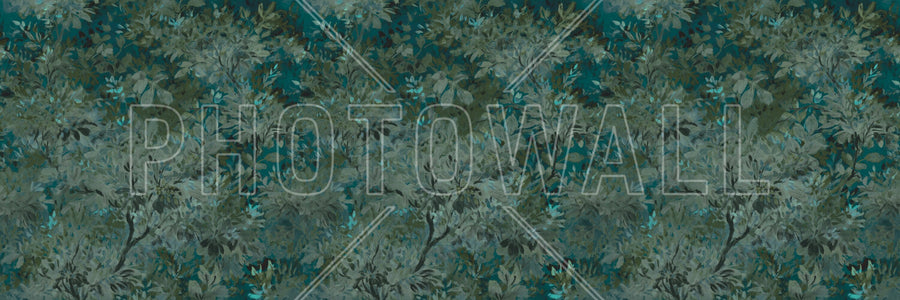 PHOTOWALL / Aesthetic Mural Leaves - Blue Green (e95365)