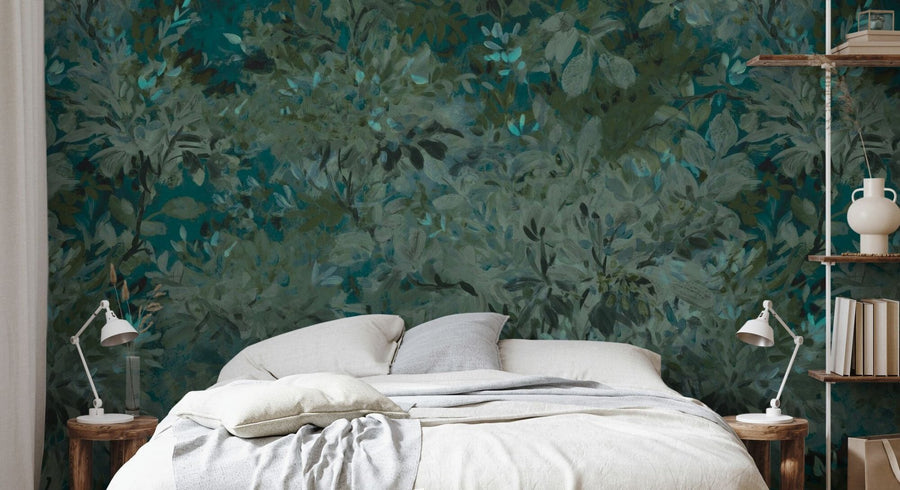 PHOTOWALL / Aesthetic Mural Leaves - Blue Green (e95365)