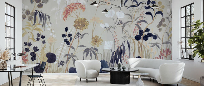 PHOTOWALL / Whispering Wildflower Garden - Warm Beige (e95388)