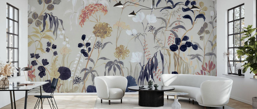 PHOTOWALL / Whispering Wildflower Garden - Warm Beige (e95388)