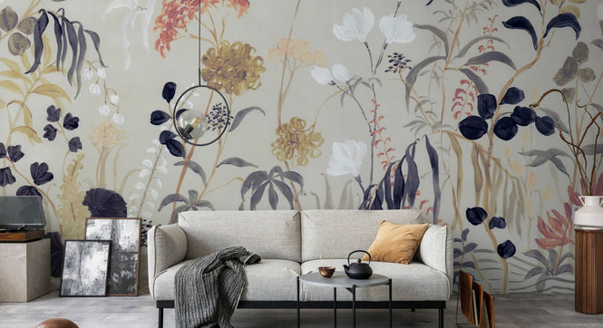 PHOTOWALL / Whispering Wildflower Garden - Warm Beige (e95388)