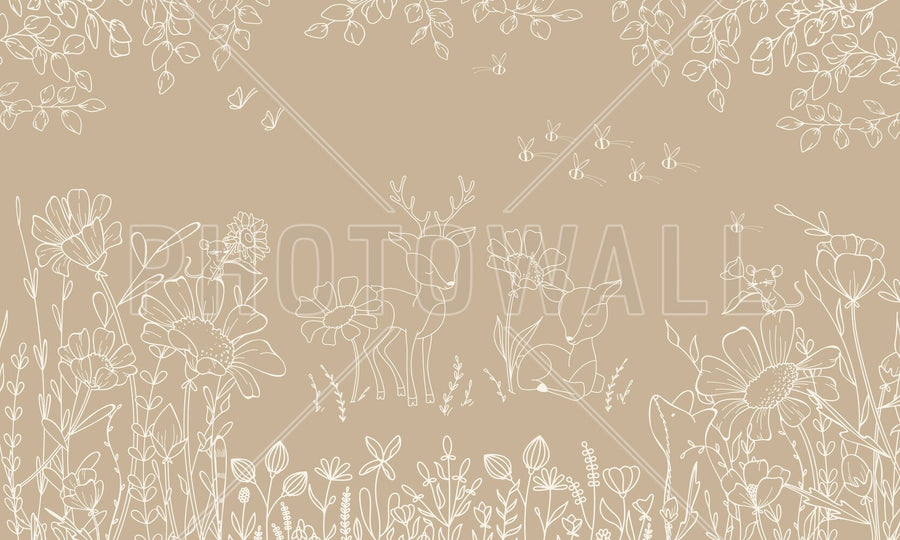 PHOTOWALL / Deer Doodles - Brown (e95710)