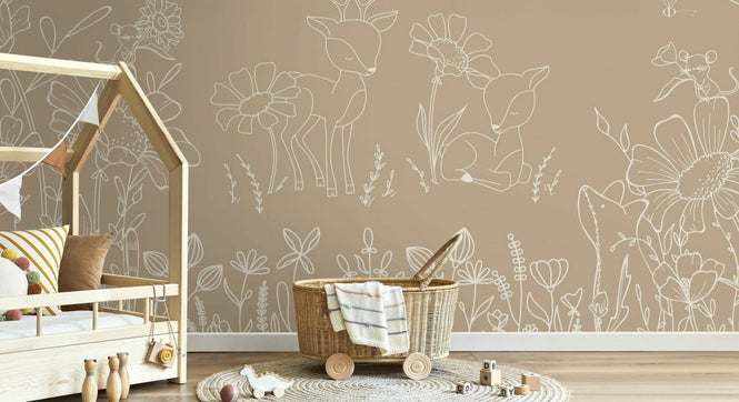 PHOTOWALL / Deer Doodles - Brown (e95710)