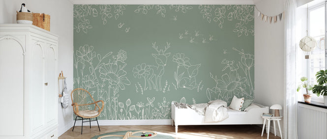 PHOTOWALL / Deer Doodles - Green (e95711)