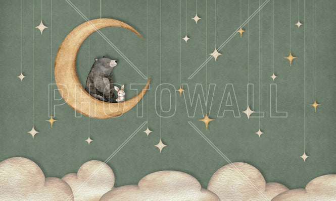 PHOTOWALL / Bear on the Moon - Green (e95717)