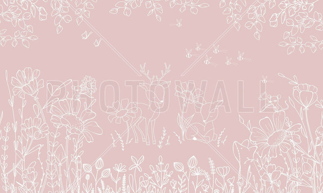 PHOTOWALL / Deer Doodles - Pink (e95718)
