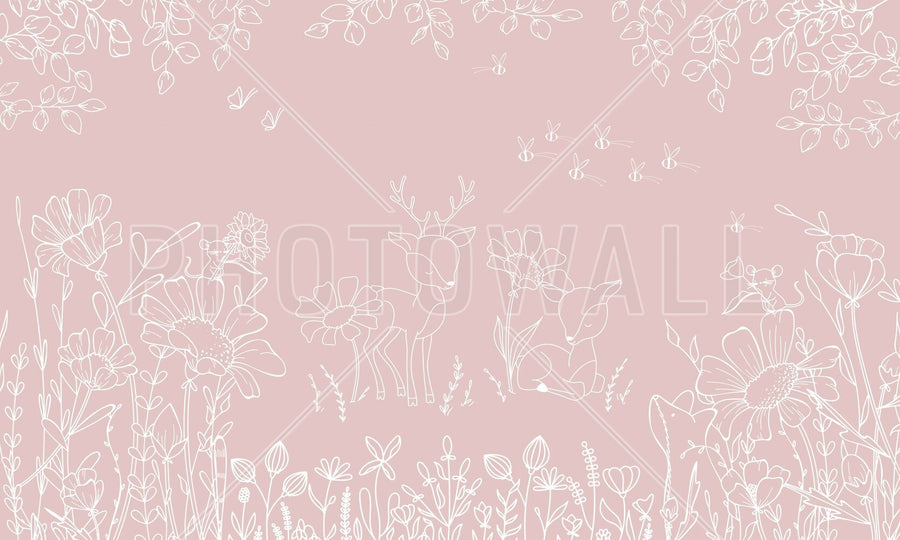 PHOTOWALL / Deer Doodles - Pink (e95718)