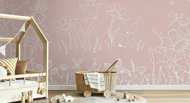 PHOTOWALL / Deer Doodles - Pink (e95718)