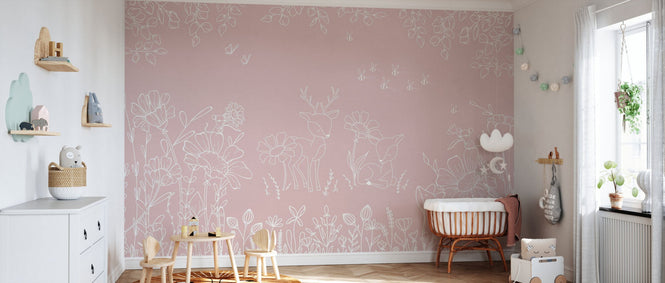PHOTOWALL / Deer Doodles - Pink (e95718)