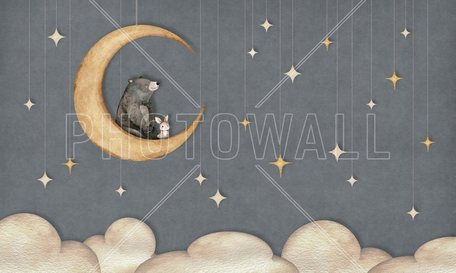PHOTOWALL / Bear on the Moon - Blue (e95719)