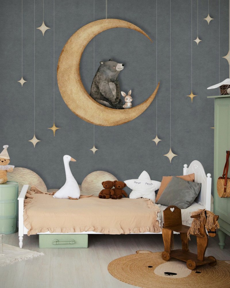PHOTOWALL / Bear on the Moon - Blue (e95719)