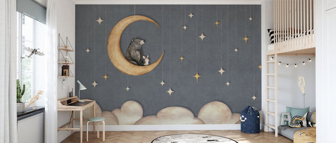 PHOTOWALL / Bear on the Moon - Blue (e95719)