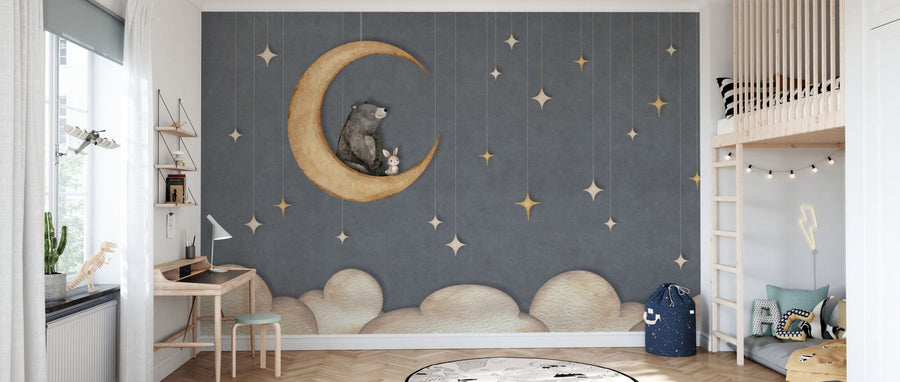 PHOTOWALL / Bear on the Moon - Blue (e95719)