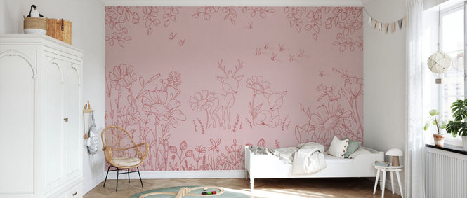 PHOTOWALL / Deer Doodles - Pink Dark (e95722)