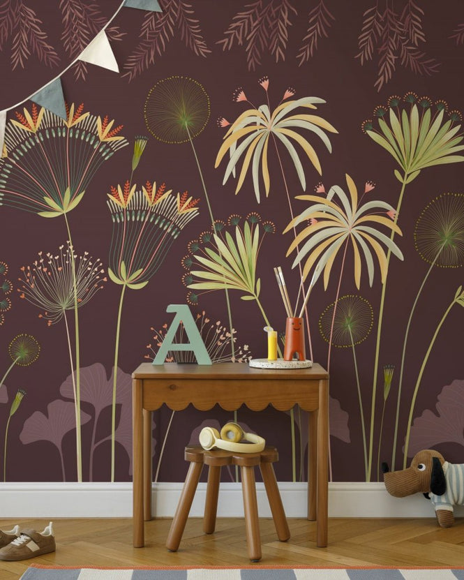 PHOTOWALL / Delicate Flowers - Maroon (e95759)