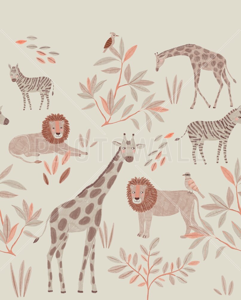 PHOTOWALL / Safari Animal Friends - Light Beige (e95766)
