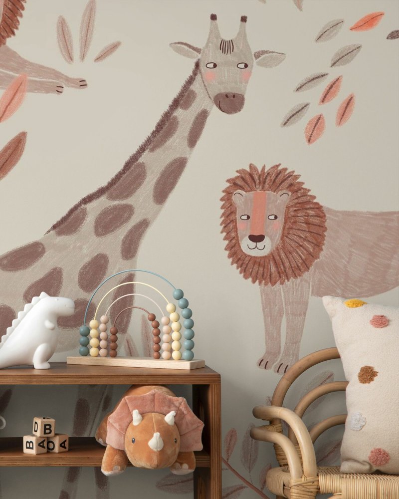 PHOTOWALL / Safari Animal Friends - Light Beige (e95766)