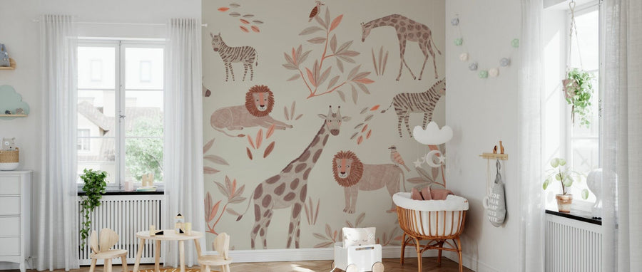 PHOTOWALL / Safari Animal Friends - Light Beige (e95766)