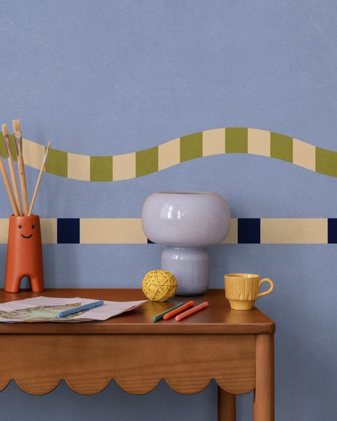 PHOTOWALL / Wavy and Linear Pattern - Muted Blue (e96101)