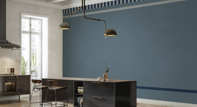 PHOTOWALL / Striped Border Lines - Gray and Blue (e96119)