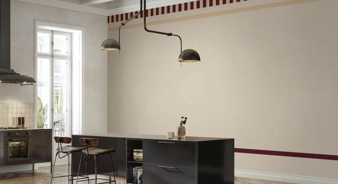 PHOTOWALL / Striped Border Lines - Maroon and Beige (e96120)