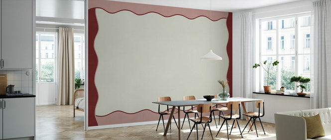 PHOTOWALL / Wavy Border Wall - Dark Red (e96488)