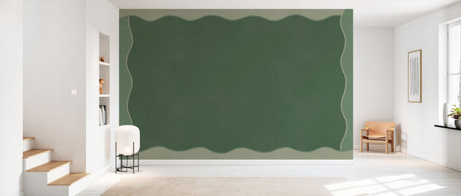 PHOTOWALL / Wavy Border Wall - Olive Green (e96497)