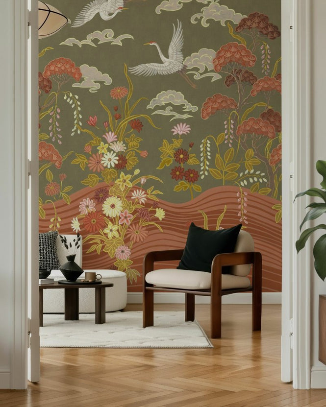 PHOTOWALL / Cranes Passage - Deep Sage (e97096)