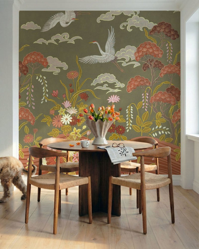 PHOTOWALL / Cranes Passage - Deep Sage (e97096)