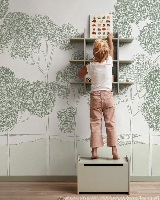 PHOTOWALL / Botanical Etched Grove - Sage Green (e97188)