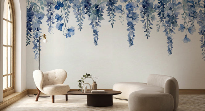PHOTOWALL / Blue Hanging Wisteria Floral (e97218)