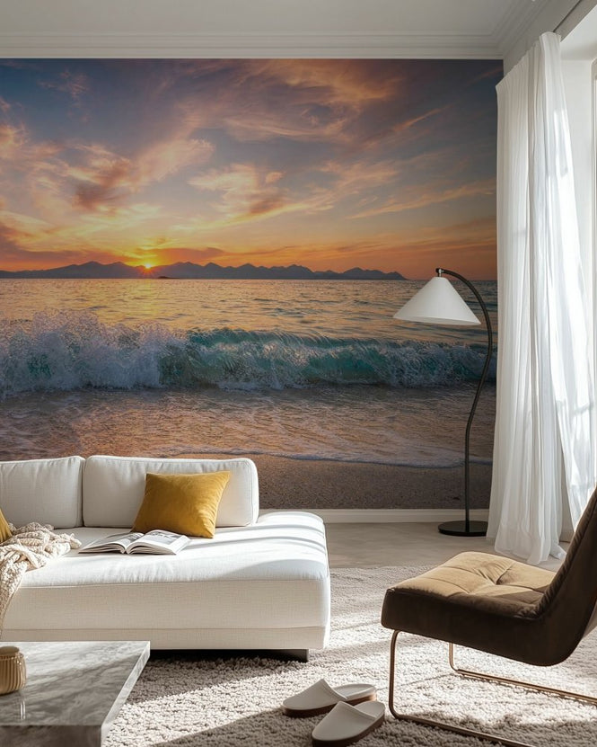 PHOTOWALL / Sunset Over Ocean Waves (e97359)