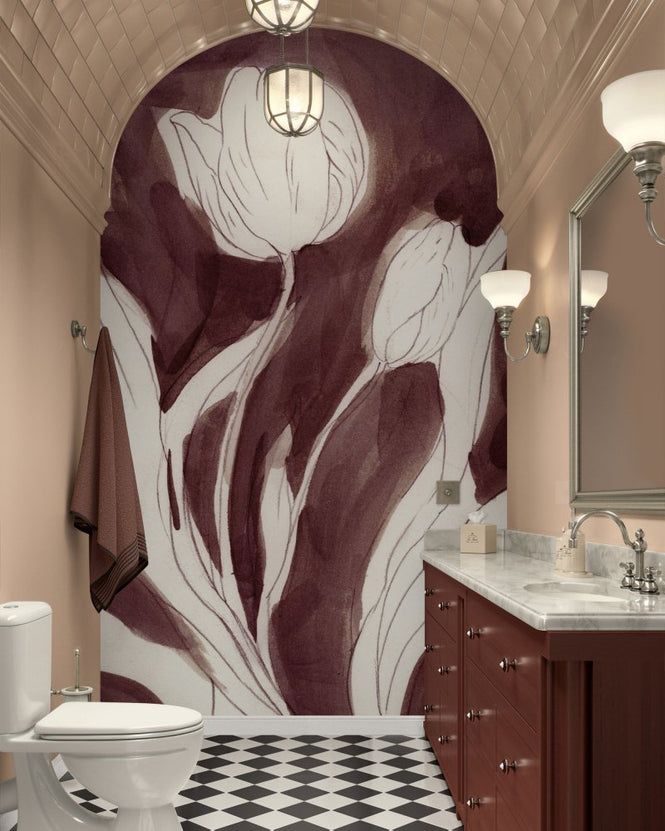 PHOTOWALL / Burgundy Tulip Sketch (e97423)