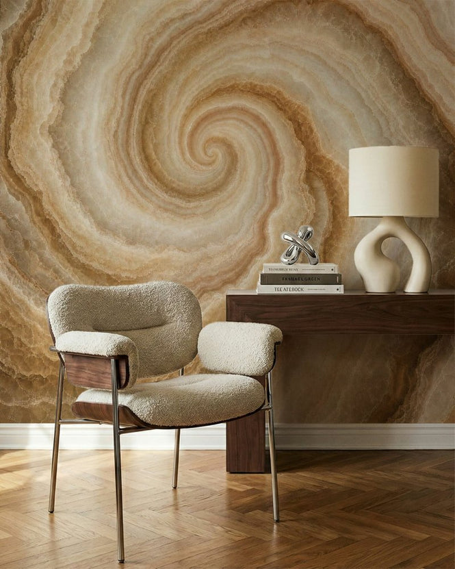 PHOTOWALL / Fibonacci Poster - Golden Marble Flow Muted Tones (e97533)