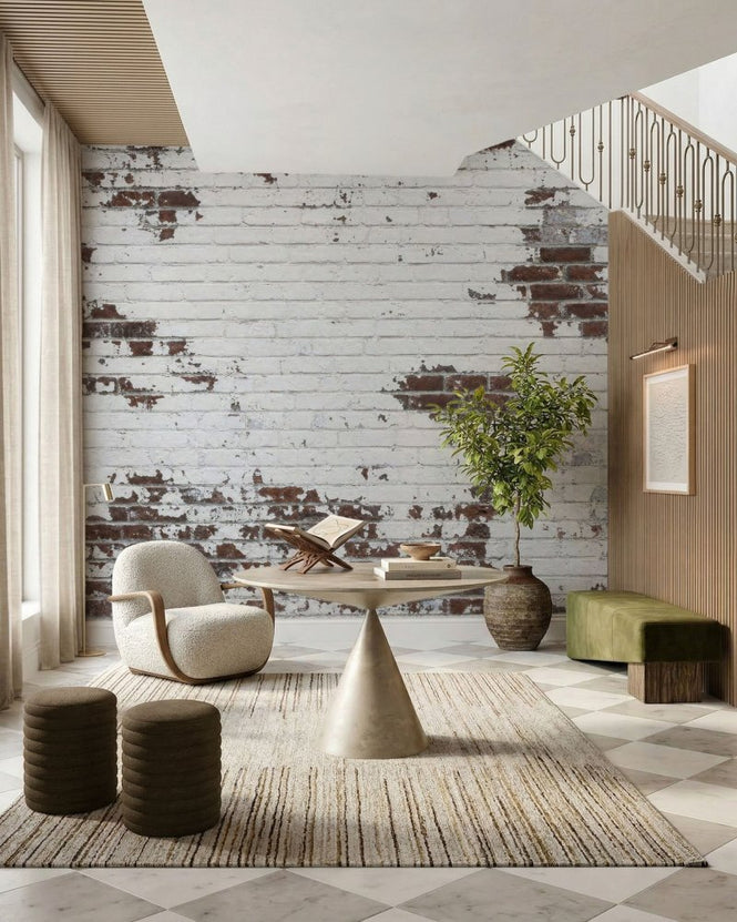 PHOTOWALL / White Artistic Brick Wall (e97941)