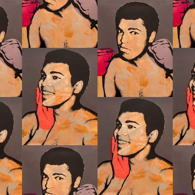 輸入壁紙 Andy Warhol / ALI / Fire on Bright Gold Mylar (single roll)