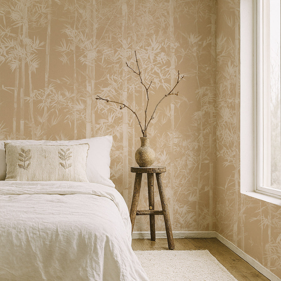 ウォールペーパー Sian Zeng / Bamboo Mural Wallpaper / Beige 【3パネル1セット