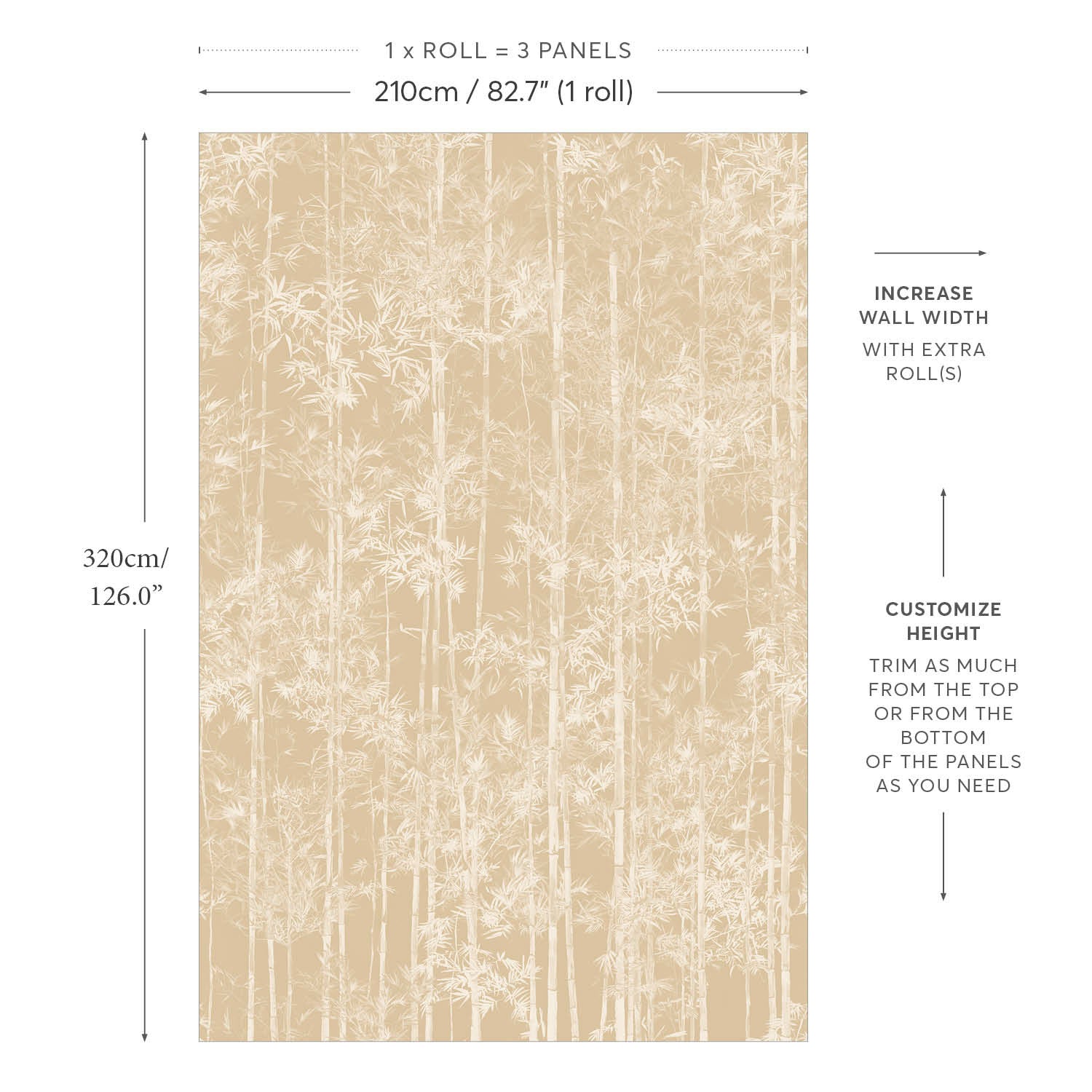 Sian Zeng / Bamboo Mural Wallpaper / Beige 【3パネル1セット