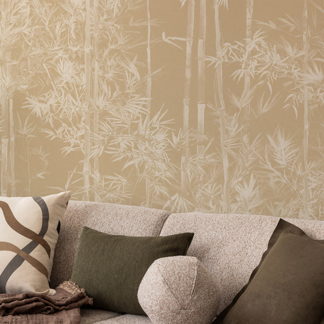 輸入壁紙 Sian Zeng / Bamboo Mural Wallpaper / Beige 【3パネル1セット】