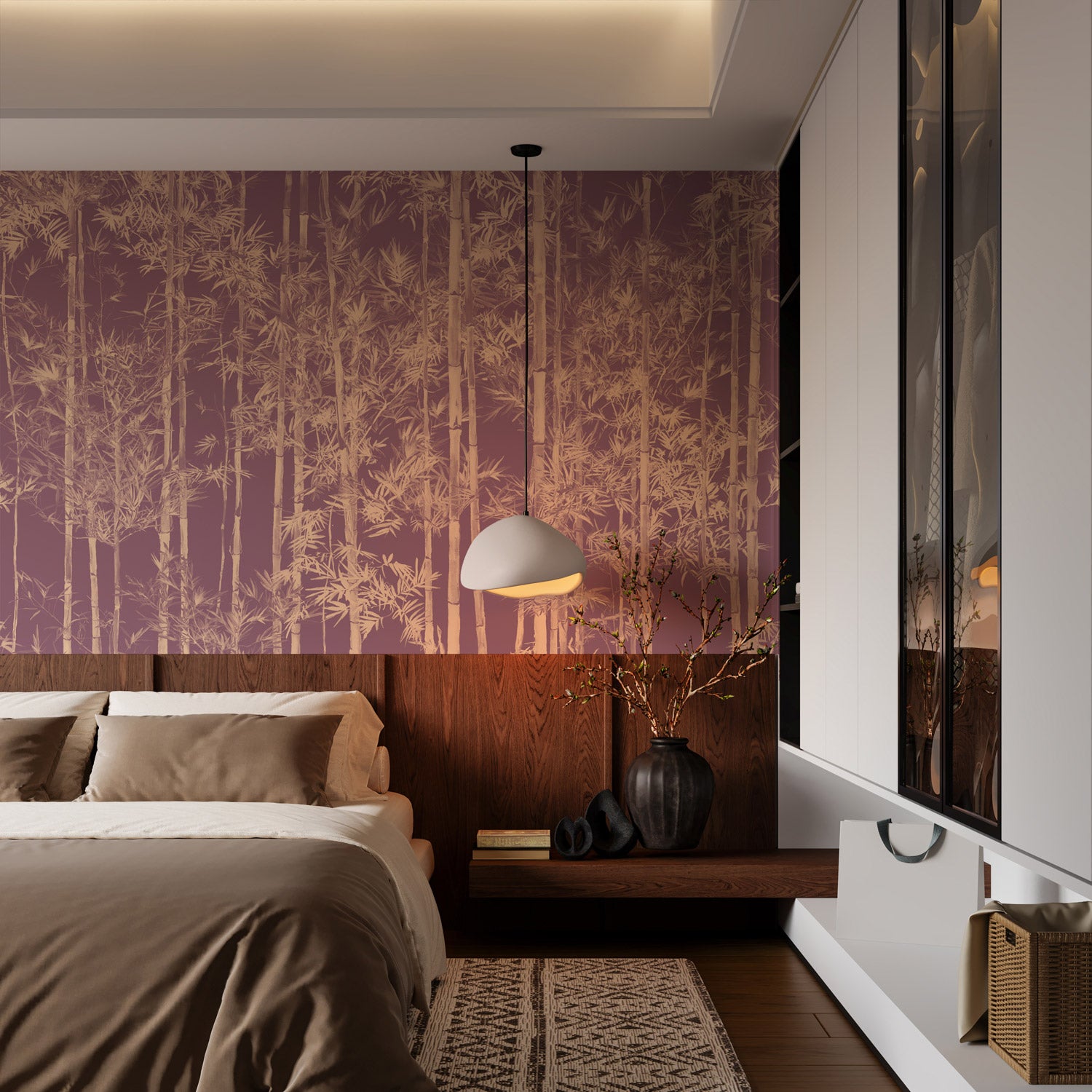 Sian Zeng / Bamboo Mural Wallpaper Special Edition / Gold Burgundy