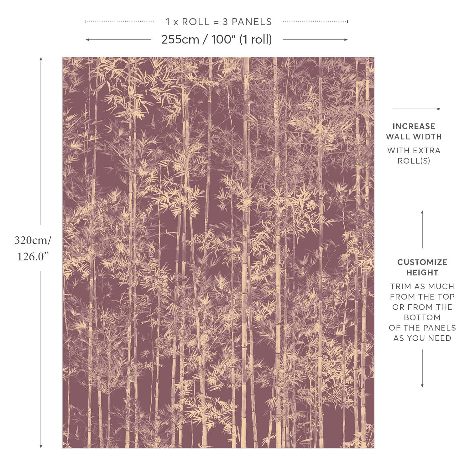 Sian Zeng / Bamboo Mural Wallpaper Special Edition / Gold Burgundy