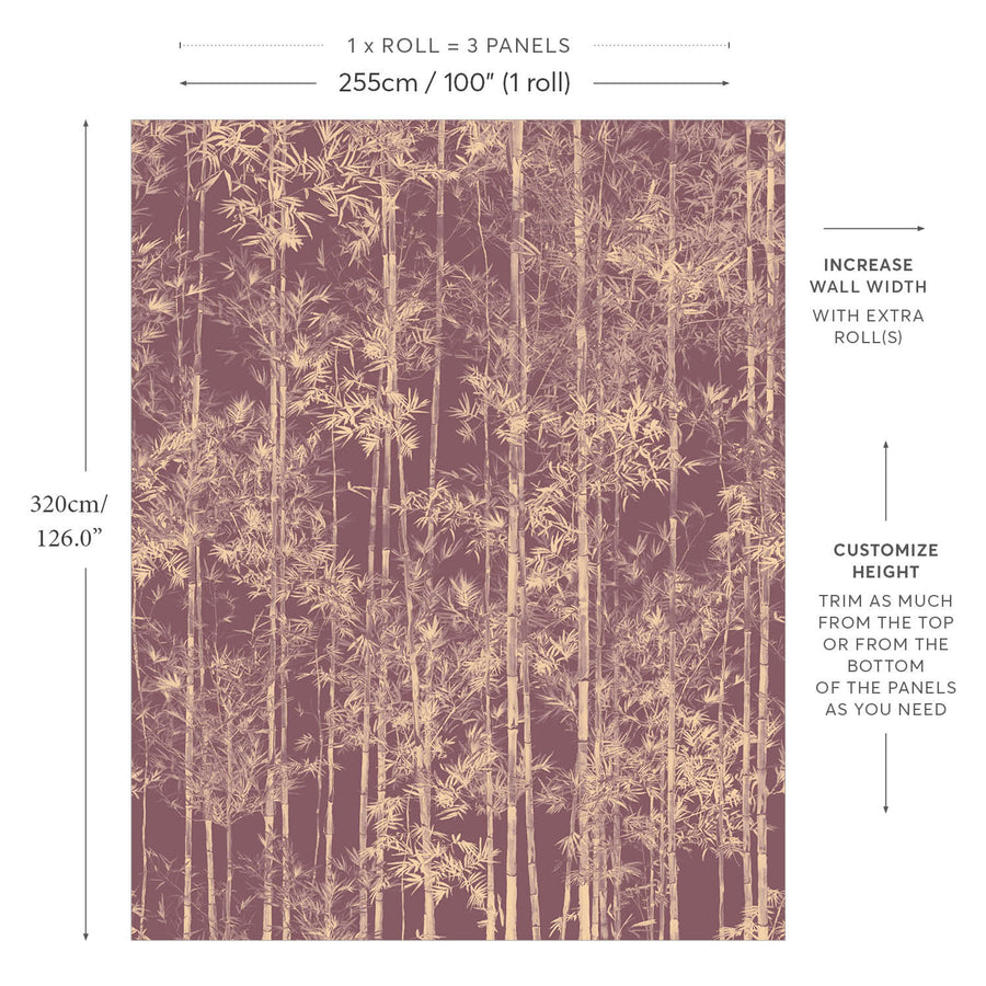 Sian Zeng / Bamboo Mural Wallpaper Special Edition / Gold Burgundy