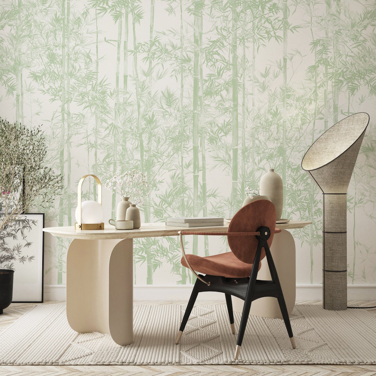 Sian Zeng / Bamboo Mural Wallpaper / Green 【3パネル1セット
