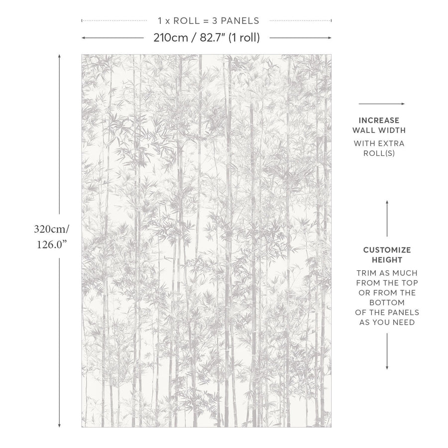 Sian Zeng / Bamboo Mural Wallpaper / Grey 【3パネル1セット