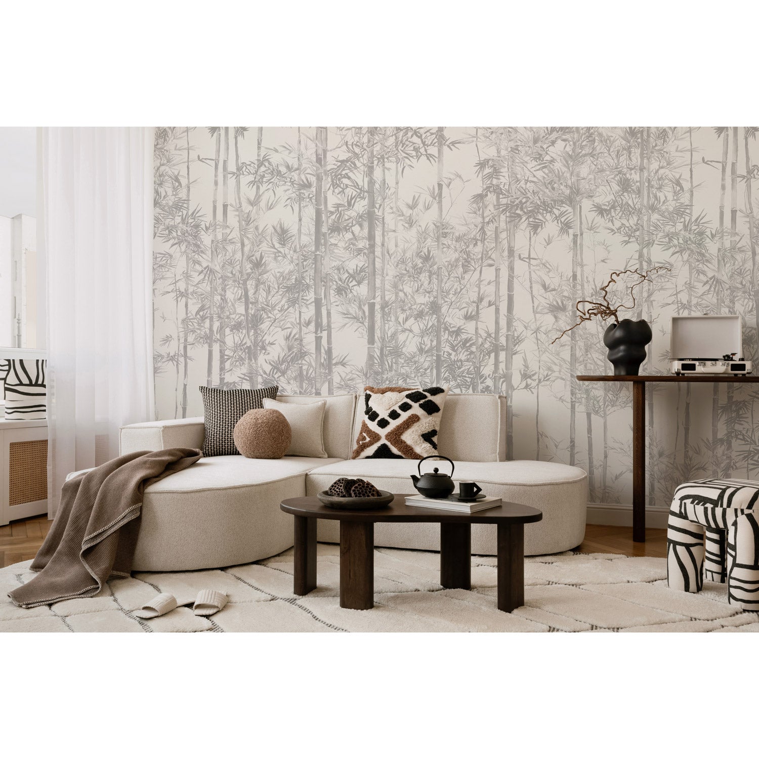 Sian Zeng / Bamboo Mural Wallpaper / Grey 【3パネル1セット