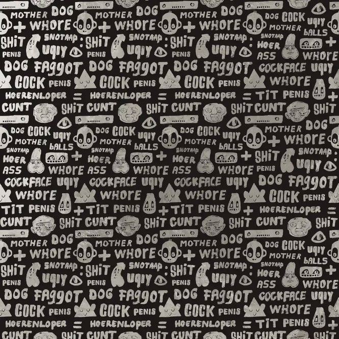 NLXL Gold Foil Wallpapers / Cursing Print by Bas Kosters / Silver Foil on black BKS-04