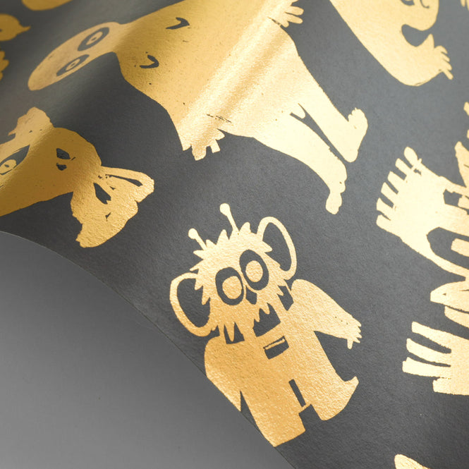 NLXL Gold Foil Wallpapers / Love Machine by Bas Kosters / Gold Foil on black BKS-05