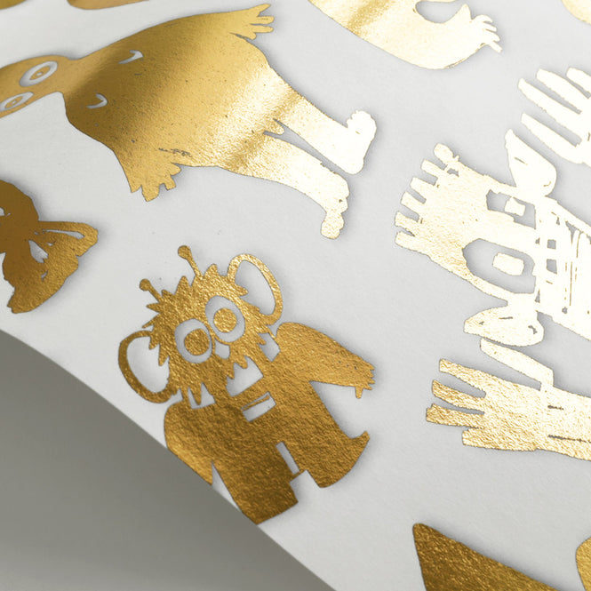NLXL Gold Foil Wallpapers / Love Machine by Bas Kosters / Gold Foil on white BKS-06