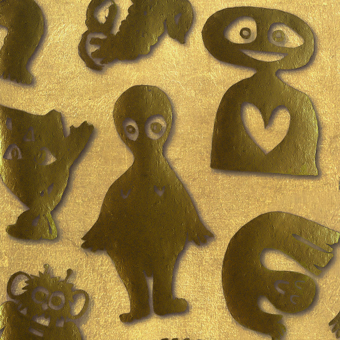 NLXL Gold Foil Wallpapers / Love Machine by Bas Kosters / Gold Foil on beige BKS-07